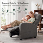 Massage Recliner Chair, Recliner Sofa Fabric for Adults, Recliners Home Theater Seating with Lumbar Support, Reclining Sofa Chair for Living Room, Greige