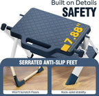 URACKIFY 2 Step Stool Ladder, Folding Step Ladders for Home, 330lb Cap,Blue | Non-Slip Feet, Release Button for Safety, Lightweight Foldable Step Stool for Kitchen & Farage Use. Easy to Carry & Store