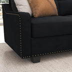 HONBAY Convertible Sectional Sofa L Shaped Couch,Velvet Black | Reversible Sectional Couch for Living Room for Small Apartment,Easy to transport and install