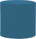 Howard Elliott Collection No Tip Cylinder Ottoman with Cover, Leather Side Table and Circular Footstool Seating for Living Room, Office and Bedroom Decor, 18 x 18 Inch, Seascape Turquoise