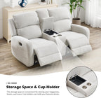 EBELLO Manual Living Room Furniture Reclining Couch Set, Soft Fabric Loveseat Recliner Sofa for Meeting Room, Overstuffed Backrest and Armrest (Loveseat)