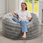 Hobestluk Bean Bag Chair Giant Beanbag Washable LivingRoom 3FT Grey Adult | Memory foam,Ergonomic Design,Breathable Detachable Cover,Removable,Easy Clean,2-Way-Use,No Assembly Required,Bedroom Dorm