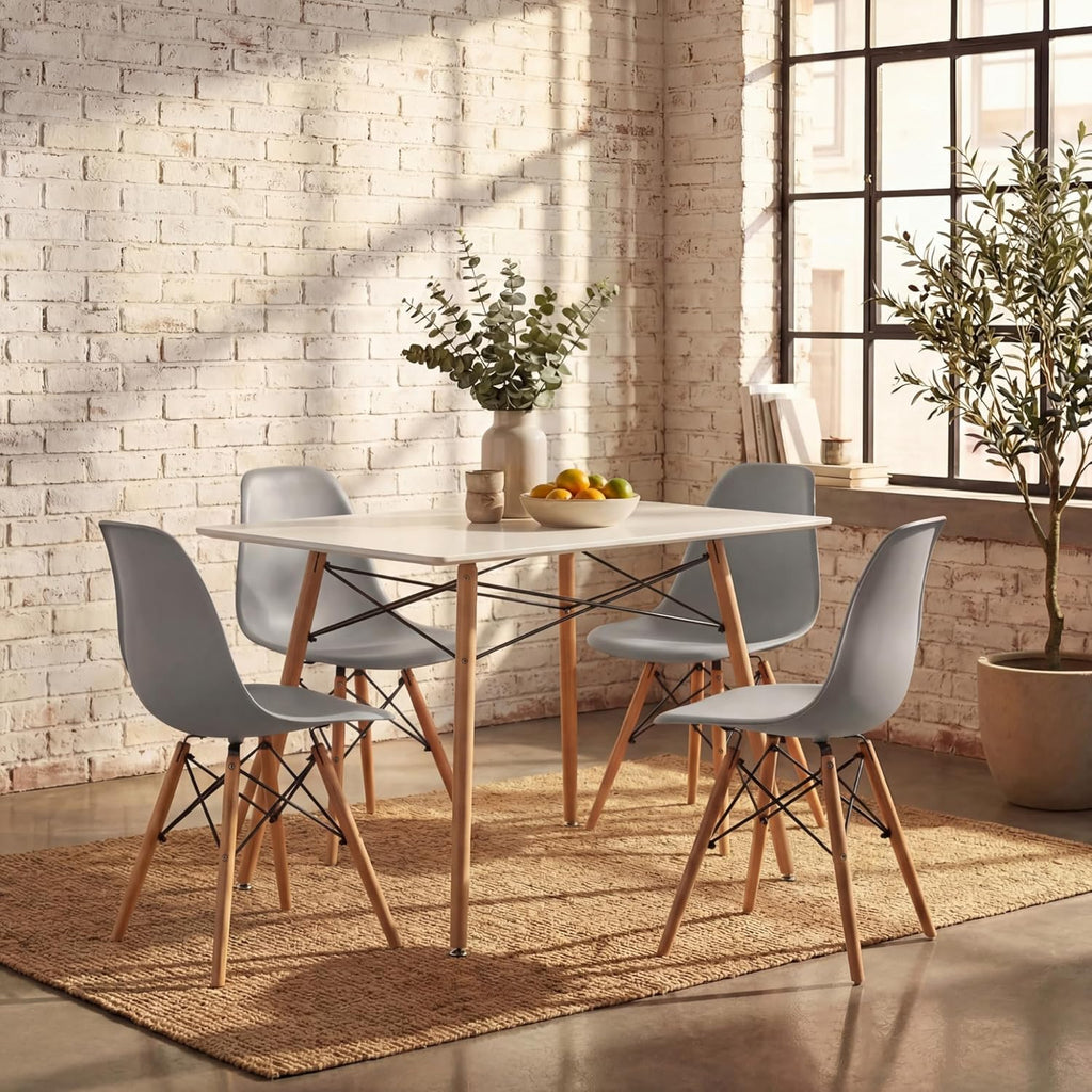 Furmax Modern Style Dining Chair Mid Century Modern DSW Chair, Shell Lounge Plastic Chair for Kitchen, Dining, Bedroom, Living Room Side Chairs Set of 4