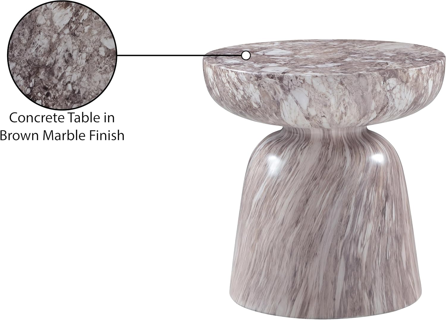 Meridian Furniture Avellino Brown Indoor/Outdoor Concrete End Table