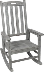Oversized Wooden Porch Rocker Chair: Classic Fir Wood Design with 21-Inch Wide Seat & High Backrest - Smooth Rocking Motion for Indoor & Outdoor Use - Supports Up to 330 lbs