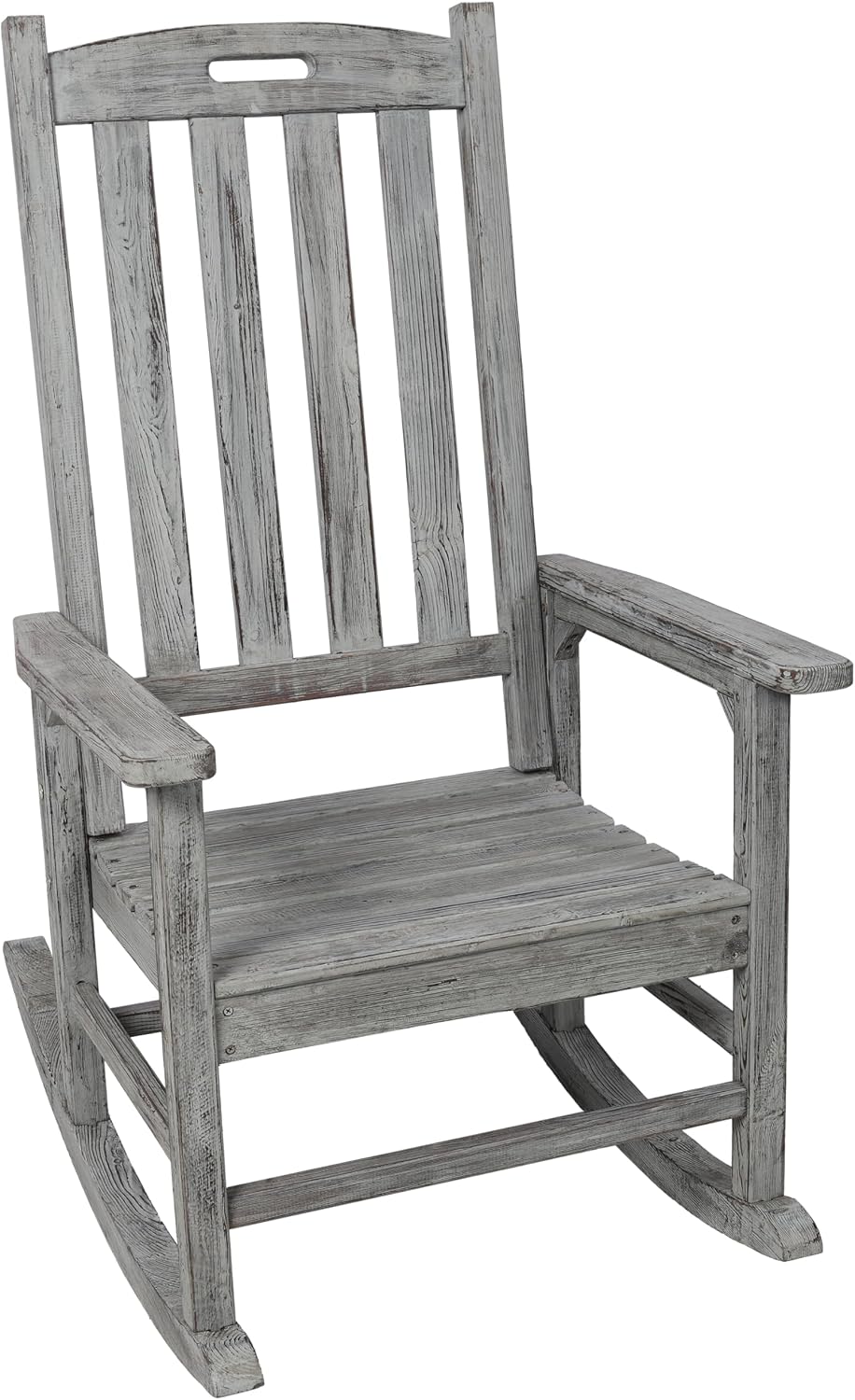 Oversized Wooden Porch Rocker Chair: Classic Fir Wood Design with 21-Inch Wide Seat & High Backrest - Smooth Rocking Motion for Indoor & Outdoor Use - Supports Up to 330 lbs