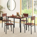 Giantex Dining Table Set for 4, 5-Piece Modern Kitchen Table and Chairs with Metal Frame & Adjustable Foot Pads, Space Saving Wood Dinette Set for Small Space, Breakfast Nook, Apartment (Walnut)