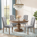 Tufted Upholstered Parsons Dining Chair Set Fabric Diner Accent Stylish Modern Kitchen Living Room with Button Sturdy Solid Wood Legs, 6-Pack