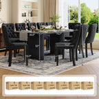 Dining Table Set for 10, 79'' Large Modern Rectangular Dining Room Table with 10 Velvet Chairs, Black Wood Finish, Reinforced Pedestal Base & Thick Tabletop, Stable Design for Home Dining