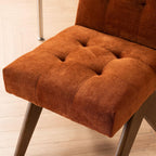 Rowill Modern Upholstered Dining Chairs Parsons Chair Linen Fabric Kitchen Chairs Tufted Armless Dining Room Chairs with Wood Legs Set of 4, Burnt Orange