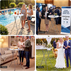 Byliable 24in Round Folding Cocktail Table, Plastic Bar Height Table, White | Portable Foldable Design with Removable Legs, Two Folding Methods, HDPE Tabletop, Indoor Outdoor for Parties, Patio, Events