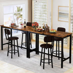 AWQM Bar Table Set of 2, Industrial Bar Table and Chairs Set of 2,3 Piece Bar Height Table with 2 Backrests Stools,Small Kitchen Table for 2,Small Space,Brown & Black