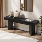 Tribesigns Farmhouse Wooden Dining Bench, 47" Indoor Entryway Bench with Sturdy Frame for Dining Room, Livingroom, Hallway, End of Bed (Black)