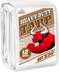 Tarp 40x50 ft Heavy Duty 12mil 100% Waterproof High Durability Multipurpose,Uv Resistant,White Tarp Suitable for Swimming Pools, Boats, Camping, Courtyards, Etc -by MVPNET