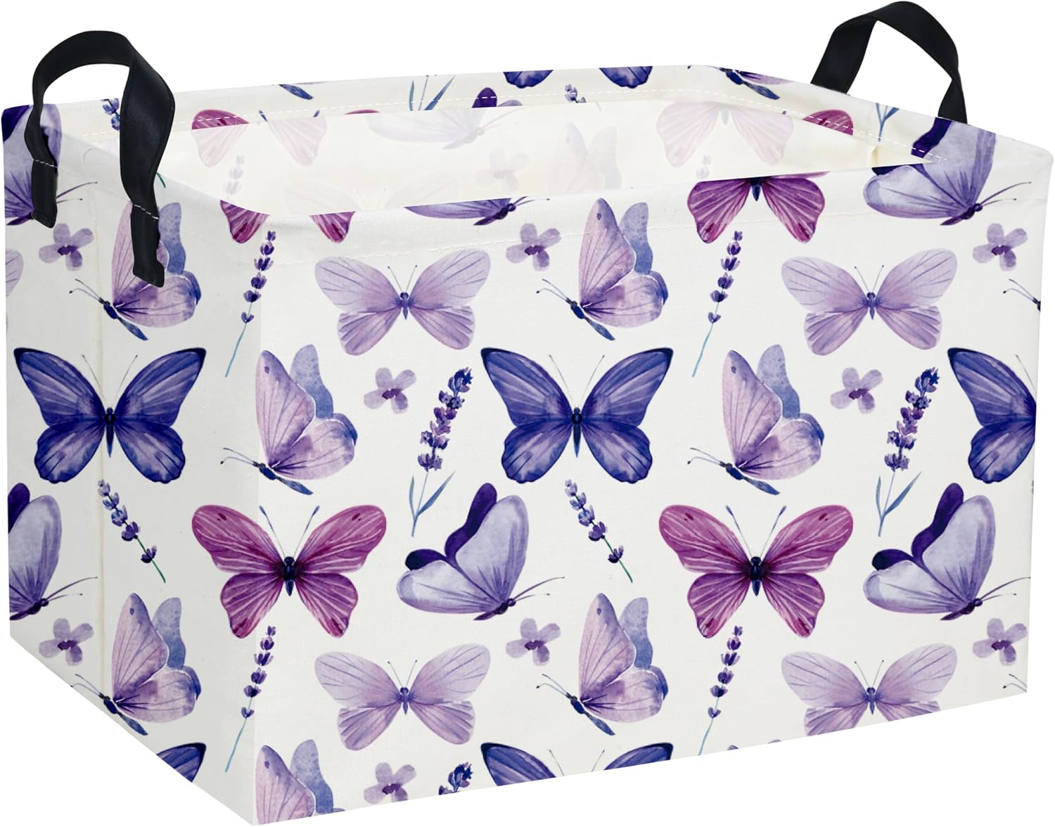 Rectangular Butterfly Baskets Storage Bins Organizer Box Room Decor for Home(Purple Butterfly)