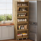 Tribesigns 72.83-Inch Tall Slim Storage Cart with Wheels, 6-Tier Narrow Rolling Utility Pantry Cart, Skinny Mobile Shelving Unit with Metal Handle for Kitchen, Laundry Room, Narrow Spaces, Brown
