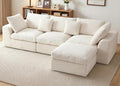 Benazcap 110" Cloud Sectional Couches for Living Room, L-Shaped Convertible Sofa, 3-Seat Modular Couch with Movable Ottoman, Beige