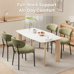 Upholstered Dining Chairs Set of 2, Modern Fabric Kitchen Chairs with Curved Backrest and Cushioned Seat, Sturdy Metal Legs, Modern Dining Chairs for Kitchen Dining Room, Living Room,Green