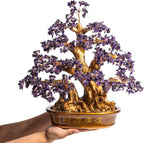 Natural Large Amethyst Tree,18" Amethyst Crystal Bonsai Tree(1300 Gemstone Count) Chakra Tree with Healing Properties Crystal Feng Shui Money Tree of Life for Positive Energy Good Luck Wealth
