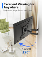 Simple Trending TV Wall Mount Full Motion for 26" to 60" TVs and Flat Panels, TV Motion Bracket Swivel Tilt Extension Rotation Max VESA 400x400mm up to 77lbs, Black