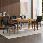 Leopard Upholstered Dining Chairs Set of 6, Animal Print Fabric Kitchen & Dining Room Chairs with Nailhead Trim, Black Leopard Pattern High Back Kitchen Chairs, Solid Wood Legs, Sillas de Comedor