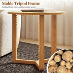 Giantex Round Nesting Coffee Table Set of 2, Wood Nesting End Tables with Thickened Top & Solid Rubber Wood Legs, Farmhouse Sofa Side Table for Small Spaces Living Room Bedroom (Natural)