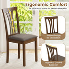 Giantex Wooden Dining Chairs Set of 4, Linen Fabric Upholstered Kitchen Armless Chair w/Rubber Wood Frame, Padded Seat, High Curved Back, Farmhouse Accent Side Chairs for Living Room (Brown+Gray)