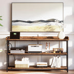IRONCK Console Table with Power Outlet, One Piece Top, Sofa Table 55" | Entryway Table with Storage, Narrow Hallway Table for Entryway, Living Room, Foyer, Height Adjustable, Easy Assembly
