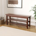 Shoe Rack Bench Mid Century Modern 2-Tier Shoe Rack Organizer for Entryway Hallway or Living Room Farmhouse Rustic Wooden Seat Bench Brown 11.8" Dx39.4 Wx16.5 H