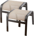 Outdoor Patio Footstools Aluminum Outdoor Ottomans Footrest Small Seating Wicker Furniture Patio Ottoman 2 Pieces Brown