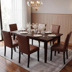 LSSBOUGHT Modern Dining Chair Urban Style Linen Kicthen Chairs with Solid Wood Legs for Dining Room and Restaurant (Brown, Set of 4)