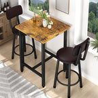 Recaceik 3 Piece Pub Dining Set, Modern bar Table and Stools for 2 Kitchen Counter Height Wood Top Bistro Easy Assemble for Breakfast Nook Living Room Small Space Restaurant, Rustic Brown 24”
