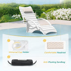 Pool Lounge Chairs Set of 2, Shallow Water 8-10 Inches Deep, HDPS Fade Resistant Pool Tanning Chair with Armrest, Cup Holder, Headrest, 330lbs Capacity, Outdoor Deck Sun Shelf Lounger, White
