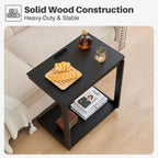 C-Shaped End Table with Wheels - Rolling Side Table for Couch, Solid Wood Modern Adjustable Angles Tv Tray Sofa Tables for Living Room, Bedroom, Home Office, Black, 15.4"D x 23.6"W x 24.8"H