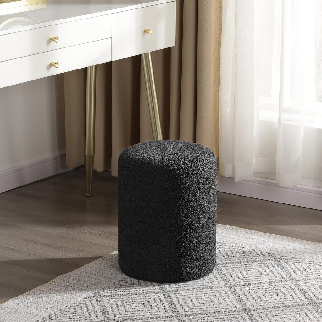 Joveco Round Ottoman Footrest, Upholstered Vanity Stool for Makeup Living Room Bedroom