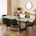 GarveeHome Dining Chairs Set of 6, Modern Dining Room Chairs with Thick Cushions, Upholstered Faux Leather Cushion Seat and Sturdy Metal Legs, Kitchen Side Armless Chair Black