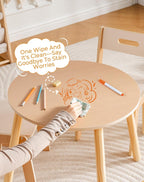 ROBUD Wooden Toddler Table and Chair Set, 2 Height Adjustable Toddler Chair Ages 3-8, Kids Desk for Classroom/Daycare/Home, Children Multi-Activity Table, WG425
