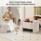 Storage Bench with Lamb Fleece Fabric, Vanity Stool Chair, Upholstered Ottoman with Small Hidden Storage for Bedroom, Living Room, Entryway, No Assembly Required, Beige