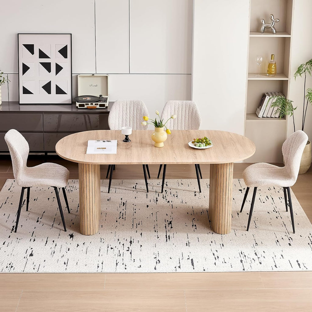 Oval Dining Table, 70.8" Modern Wood Kitchen Table for 4-6 People with Sturdy Legs, for Dining Room Kitchen, Natural Color