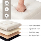 15 inch Square Storage Ottoman with Tray Lid,Modern Tufted Fabric Cube Coffee Table with Storage,Upholstered Ottoman with Removable Top for Living Room, Bedroom