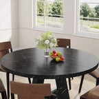 Tribesigns 47 inch Round Dining Table Wood Kitchen Table for Dining Room, 47" Dinner Room Tables for 4-6, Farmhouse Accent Furniture with Wooden Tabletop and Cross Base, Marbled Wood