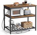VASAGLE Kitchen Island with 3 Shelves, Storage Cabinet, Steel Structure | Kitchen Shelf with Large Wooden Worktop, 39.4 Inches Width, Rustic Brown and Matte Black, BARNET Collection UKKI105K01