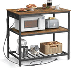 VASAGLE Kitchen Island with 3 Shelves, Storage Cabinet, Steel Structure | Kitchen Shelf with Large Wooden Worktop, 39.4 Inches Width, Rustic Brown and Matte Black, BARNET Collection UKKI105K01