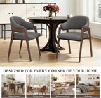 MALOL Wooden Dining Chairs Set of 4, Modern Fabric Upholstered Dining Room Chair, Kitchen Side Chairs, Farmhouse Dinner Chair with Curved Open Back for Kitchen, Grey