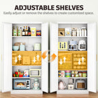 71” Tall Kitchen Pantry Cabinet, Metal Storage Cabinet with 2 Doors and 4 Adjustable Shelves for Kitchen, Living Room, Laundry Room