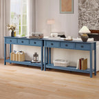 Treocho 53.1" Console Table with 3 Drawers, Sofa Table Behind Couch, 2 Tier | Long Entryway Table with Storage, Modern, For Hallway, Living Room, Blue