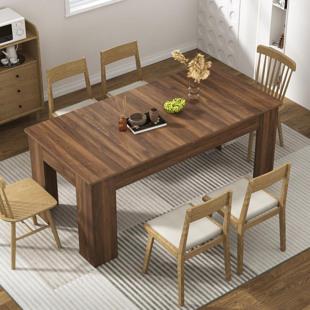 70.8"-110" Extendable Dining Table for 6-12 Person, Wooden Dining Room Table, Modern Extendable Table for Gatherings, Meeting for Small Kitchens, Dining Office Areas(Walnut)
