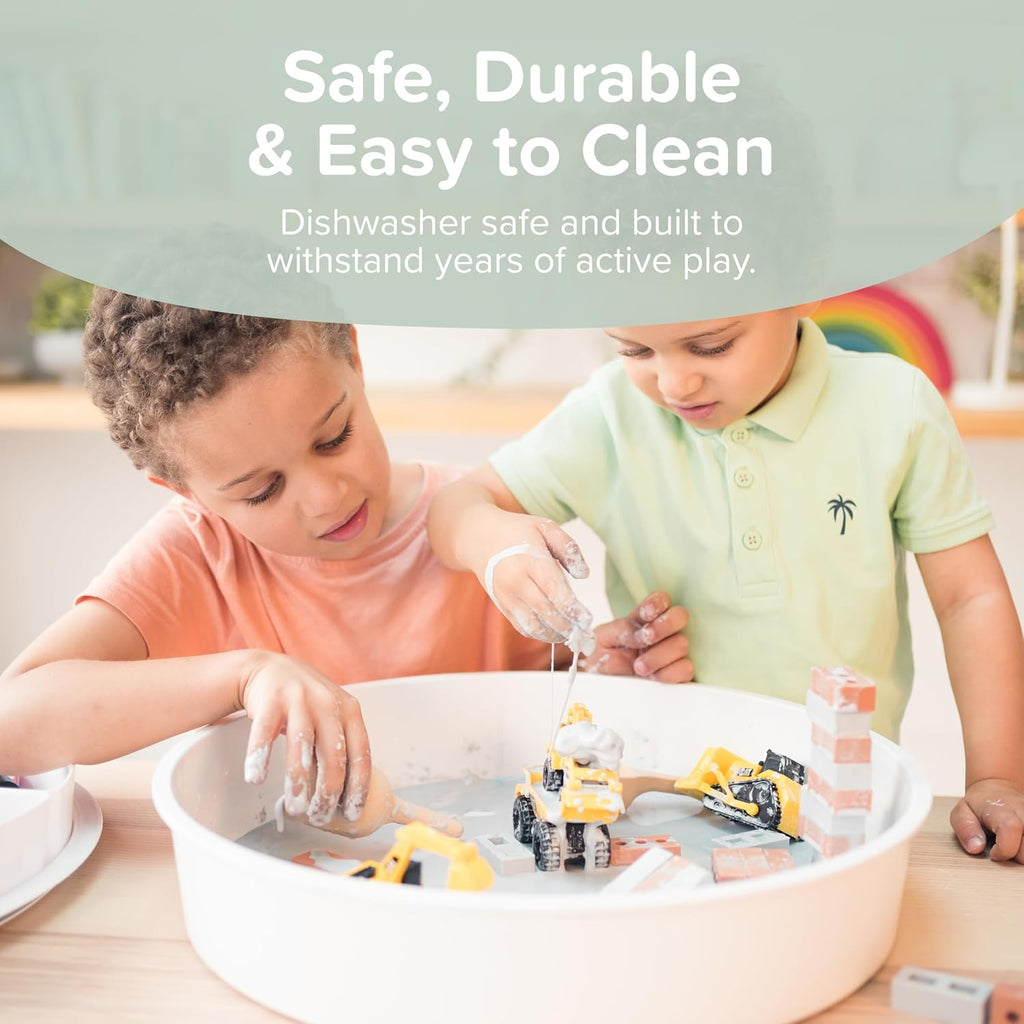 Starter Bundle | Sensory Bin with Lid | Tuff Tray Accessories | Sensory Bin and Lid | Includes 1 PlayTRAY, 6 Compartments, Activity Cards, Bowl, Mini Scoop, Dropper
