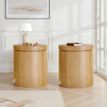 Walker Edison 2-Pack Maya Modern Solid Oak Wood Veneer Side Tables with Storage, 18 Inch, White Oak