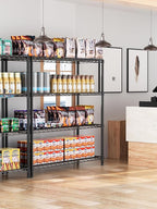 4 Tier Adjustable Storage Shelves,Heavy Duty Metal Utility Shelf 1400LBS Capacity Wire Shelving Unit Organizer Rack for Kitchen Office Pantry Room 18" D x 46" W x 59" H Black